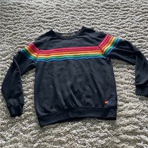 Aviator Nation Black 5 Stripe Crew Sweatshirt   M.  NWT